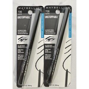2 Pack Maybelline Unstoppable Eyeliner Pencil Pewter 706 Waterproof